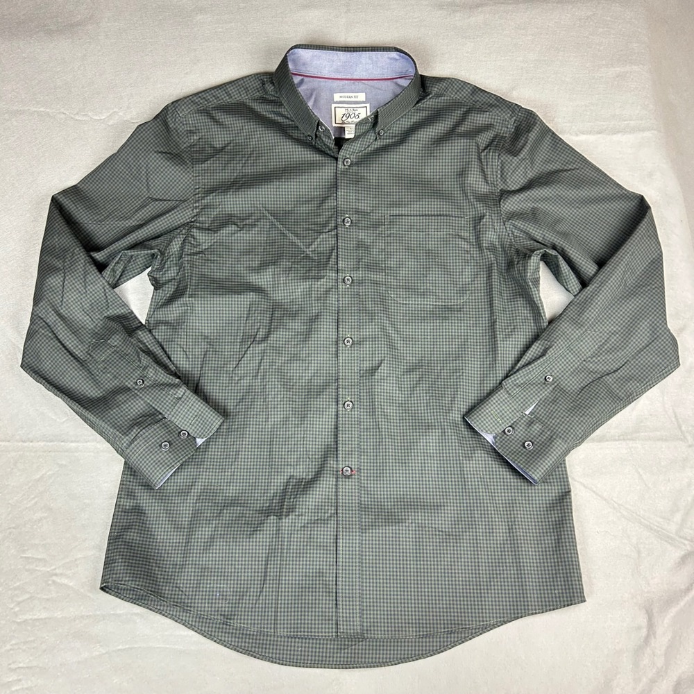 Jos. A. Bank Button Down Mens Large Green Gingham 1905 Modern Fit Shirt 64457 - Picture 2 of 10